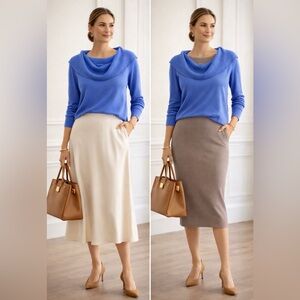 Nordstrom luxury Cowl Neck Knit Sweater Cashmere Silk Blend Cobalt Minimalist